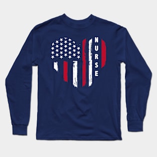 Nurse Heart Flag Long Sleeve T-Shirt